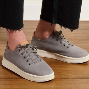Olukai Women's Kiihele Li Canvas Sneaker Fog Gray Drop in Heel Size 7 / EUR 37